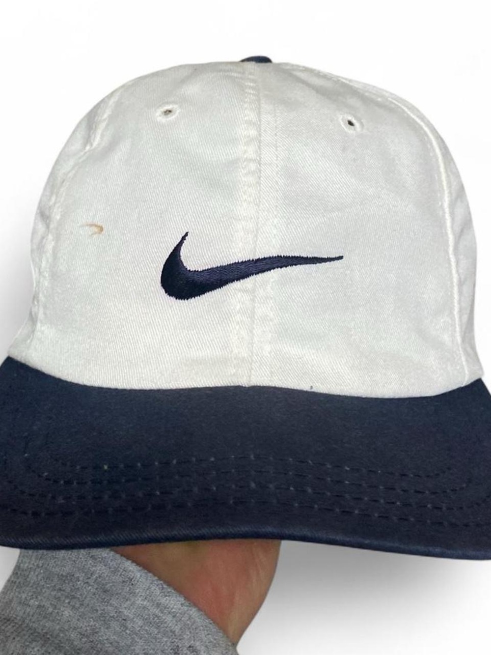 Vintage Nike white navy golf canvas hat